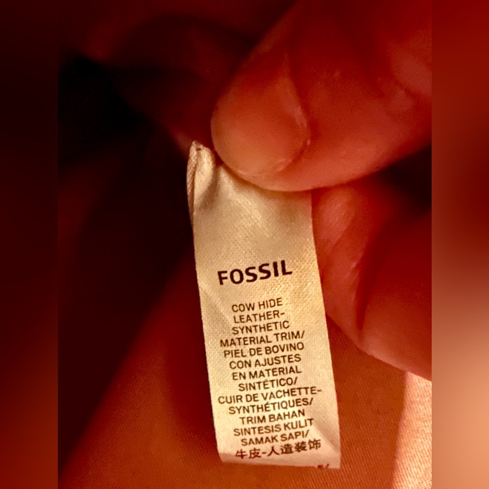 Fossil Leather Suede Green Tote Handbag Green Brown Handles Work Travel Safari - Picture 15 of 16